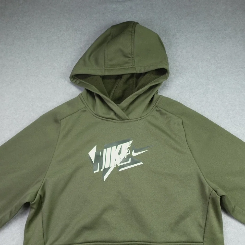 Nike Hoodie Boys XL Green Therma-FIT Pullover Active Graphic Fleece